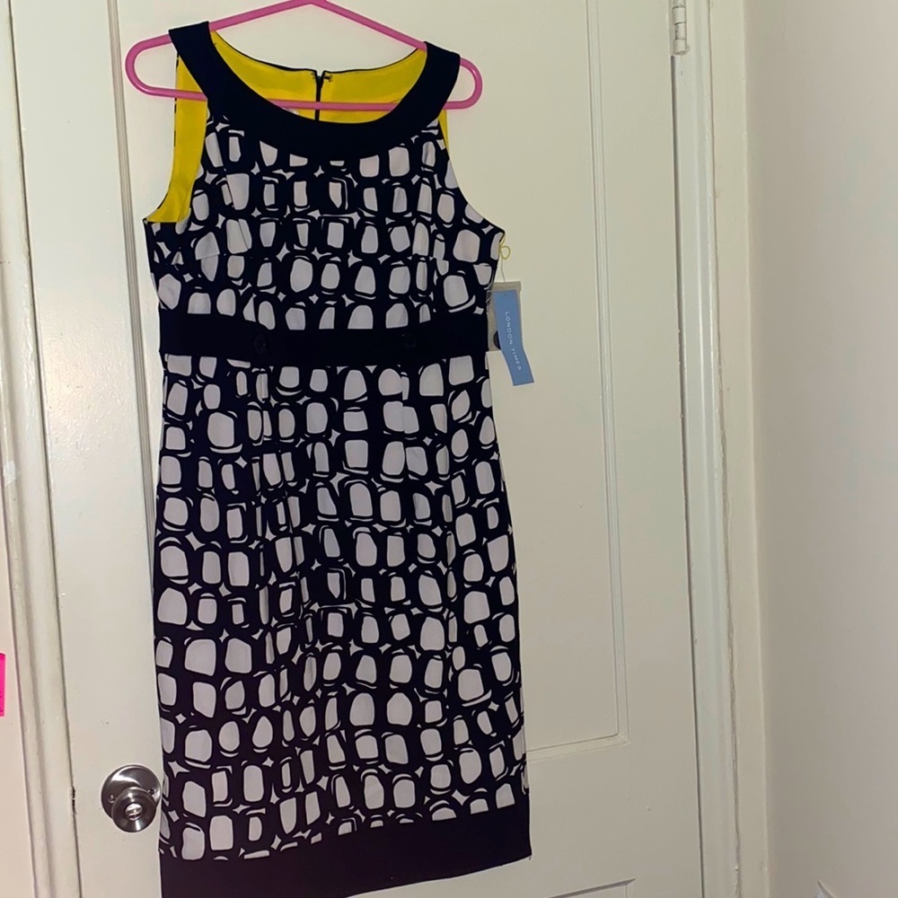 NWT london time black & white dress size: 14
